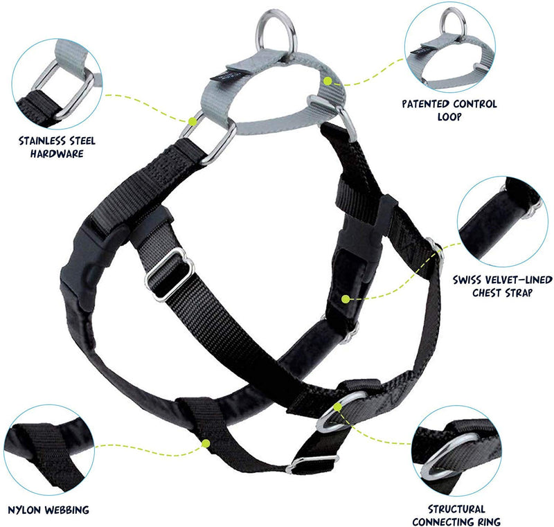 [Australia] - 2 Hounds Design Freedom No Pull Dog Harness, Adjustable Gentle Comfortable Control for Easy Dog Walking, for Small Medium and Large Dogs, Made in USA y-tm-mts03-ww,2x-large Black 