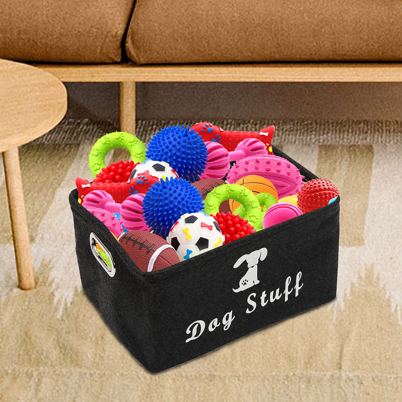 Morezi Felt Pet Toy and Accessory Storage Bin, Basket Chest Organizer - Perfect for Organizing Pet Toys, Blankets, Leashes and Food - Dark Grey Dog Dark Crey - PawsPlanet Australia