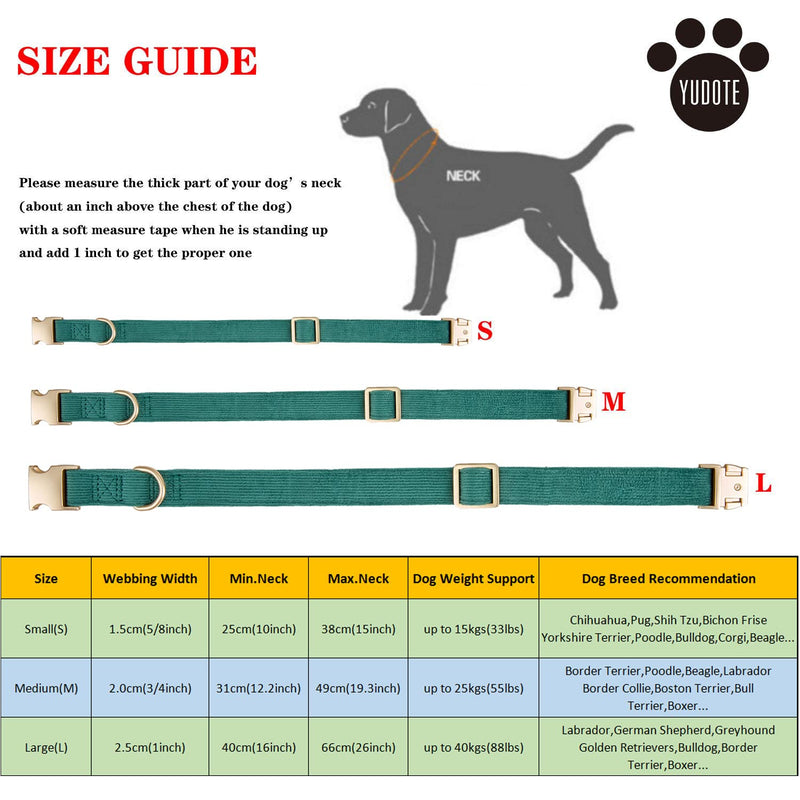 YUDOTE Ultra Soft Dog Collar Natural Cotton Cord for Small Dogs with Sensitive Skin, Green S (Pack of 1) Green - PawsPlanet Australia