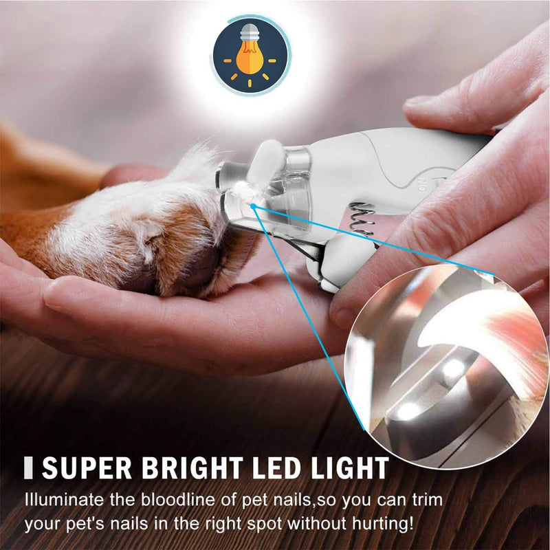 Pet nail clippers with LED light, dog claw scissors, claw trimmer, nail file, claw care for medium and small dogs and cats, professional nail trimmer, sharp blade, safe white with LED light - PawsPlanet Australia