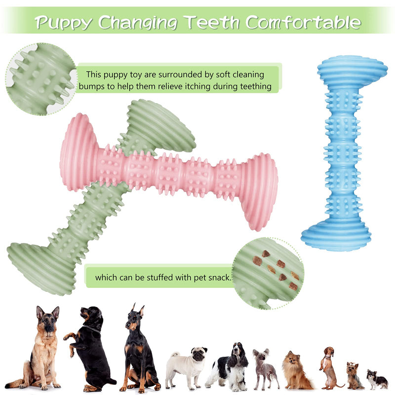 3 Pieces Dog Toys Puppy Teething Toy Dog Rubber Chew Toy Flexible Pet Toothbrush Pick Up Sticks Toy for Small Medium Dogs Puppies Teeth Cleaning and Relieving Itching(Pink, Blue, Green) - PawsPlanet Australia