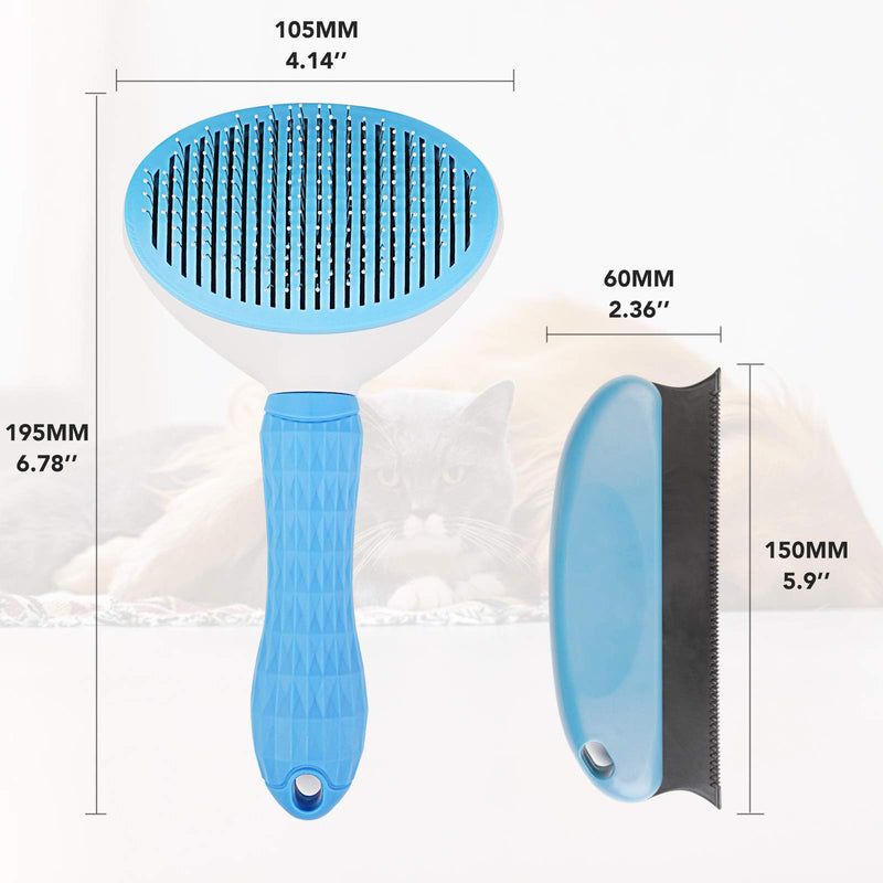 Aumuca Cat Brush and Dog Brush, Cat Brush for Shedding and Grooming with Long or Short Hair Self Cleaning Slicker Brush blue - PawsPlanet Australia