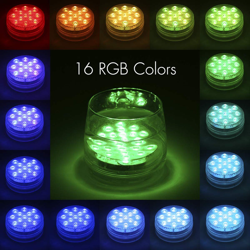 4 Pack Hot Tub Lights,IP68 Waterproof Pond Light 13 LED Beads 16 Colors Underwater Bath Lights with RF Remote Control & Magnetic & Suction Cups Submersible Led Light for Lazy Spa Pool 4 Pack - PawsPlanet Australia