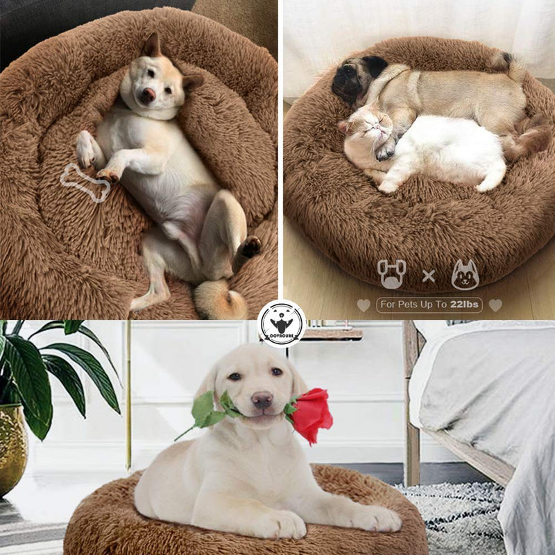 [Australia] - Small Dog Cat Bed - Comfortable Donut Calming Dog Bed, Ultra Soft Washable Dog Bed for Small Dogs (23"X23") 