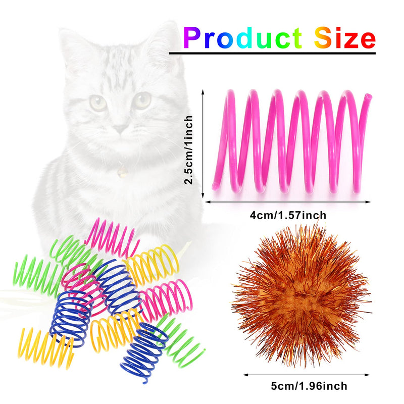 62pcs Cat Toys with Variety Bundle Set Include 50Pcs Funny Cat Scratch Ball Toy, Kitty Toys Sparkle Balls and 12pcs Plastic Cat Springs Tube Toys for Small and Medium Cats - PawsPlanet Australia