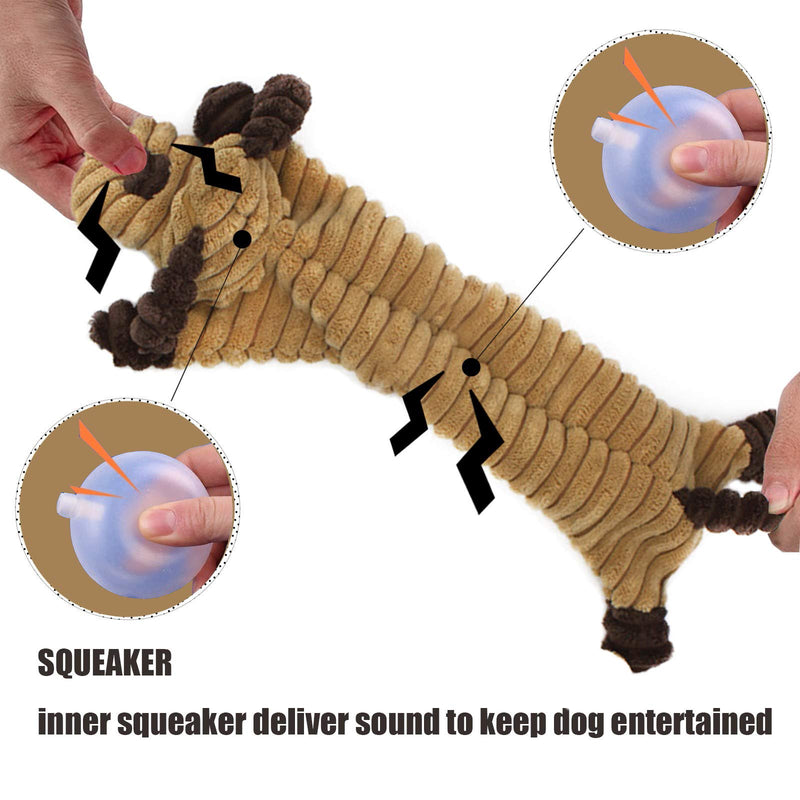 Squeaky Plush Dog Toys, 3 Pack Set Durable No Stuffing Plush Dog Toys, Interactive Dog Toys for Training, Cuddly Soft Chew Bundle as Dog Chew Toys, Non-Toxic Dog Toys for Puppy Small Medium Dogs Pig, Cow, Dog - PawsPlanet Australia