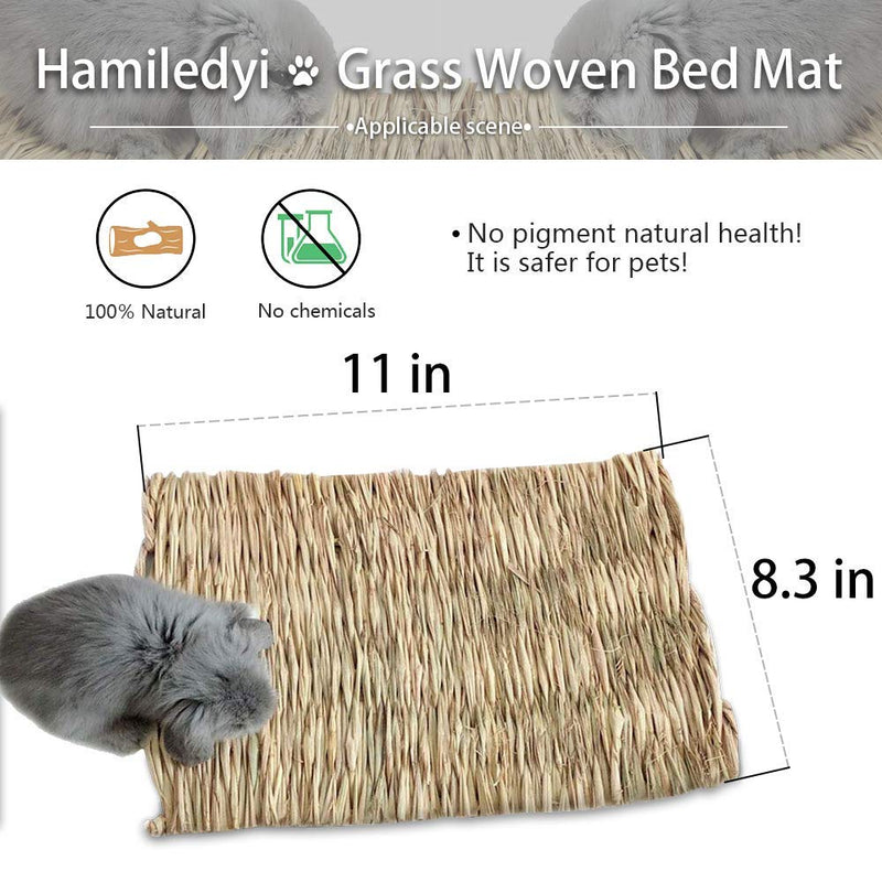 [Australia] - Grass Mat for Rabbit Bunny Chew Toys Woven Bed Mat for Guinea Pig Chinchilla Squirrel Hamster Cat Dog and Small Animal 4PCS 