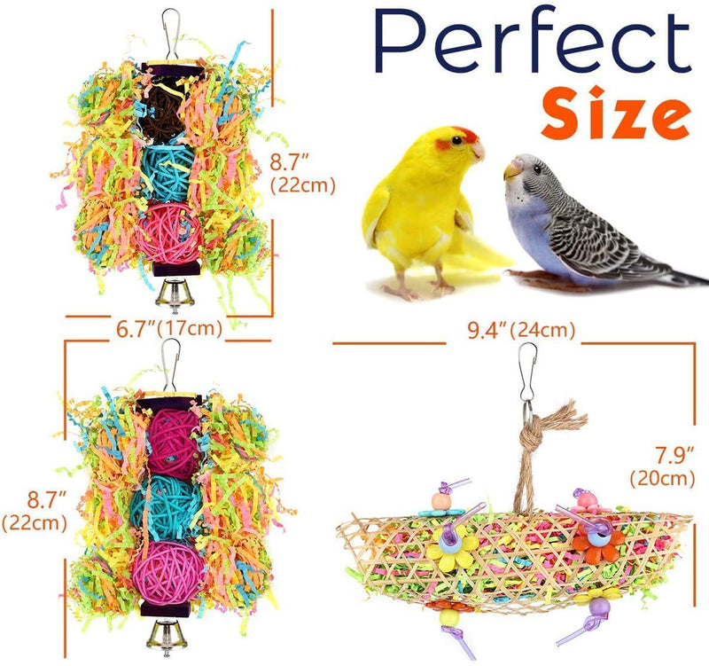 3 Pack Bird Chewing Toys Foraging Shredder Toy Parrot Cage Shredder Toy Bird Loofah Toys Foraging Paper Hanging Toy for Lovebird Cockatiel Conure African Grey Parrot Budgies Parakeet by BCD World - PawsPlanet Australia