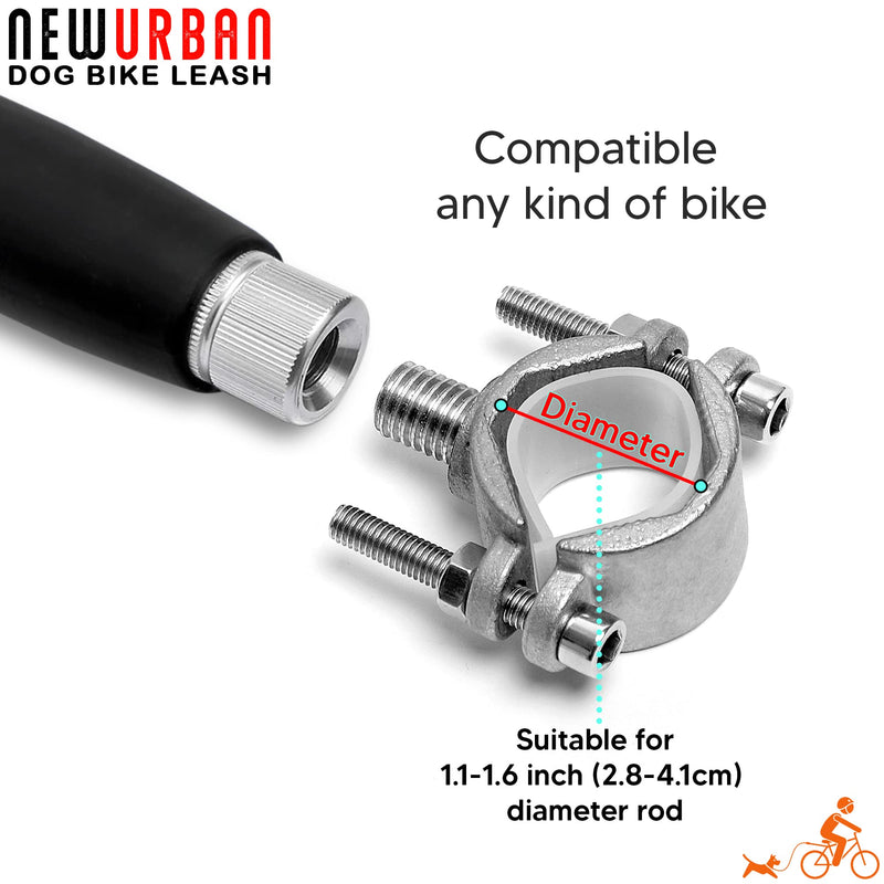 NEWURBAN - Dog Leash - Easy Installation Removal - Hands Free Dog Bike - Training Leash - for Training - Jogging - Cycling and Outdoor - Safe with Pets Steel and Black Handle - PawsPlanet Australia