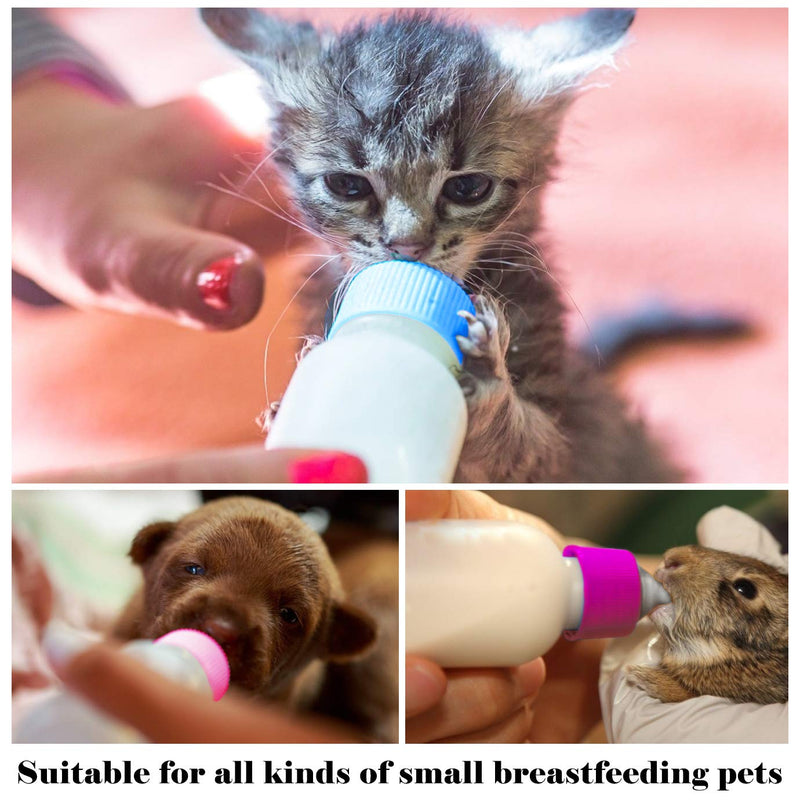 KONUNUS 2 Set Pet Feeding Bottle Cat Nursing Bottle with Replacement Nipples and Cleaning Brushes 60ml Pet Bottle Set for Kitten Puppy Small Pet Feeding Tool - PawsPlanet Australia
