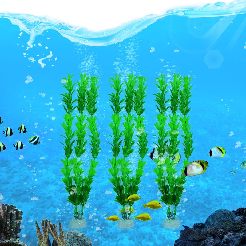 [Australia] - uxcell Aquarium Fish Tank Green Plastic Artificial Plants 10.6inch High 3Pcs Type2 