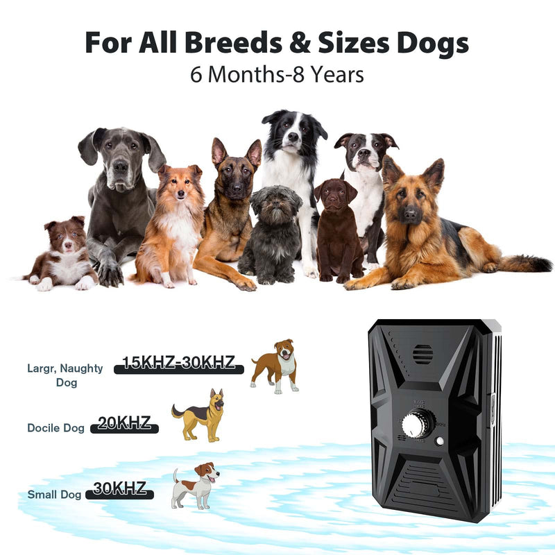 Queenmew Anti Barking Device, Ultrasonic Dog Barking Deterrent Devices with Auto Detect, Pet Gentle Anti Barking Device, Rechargeable Stop Dog Barking Device 50Ft Effective Control Range Safe & Humane Black001 - PawsPlanet Australia