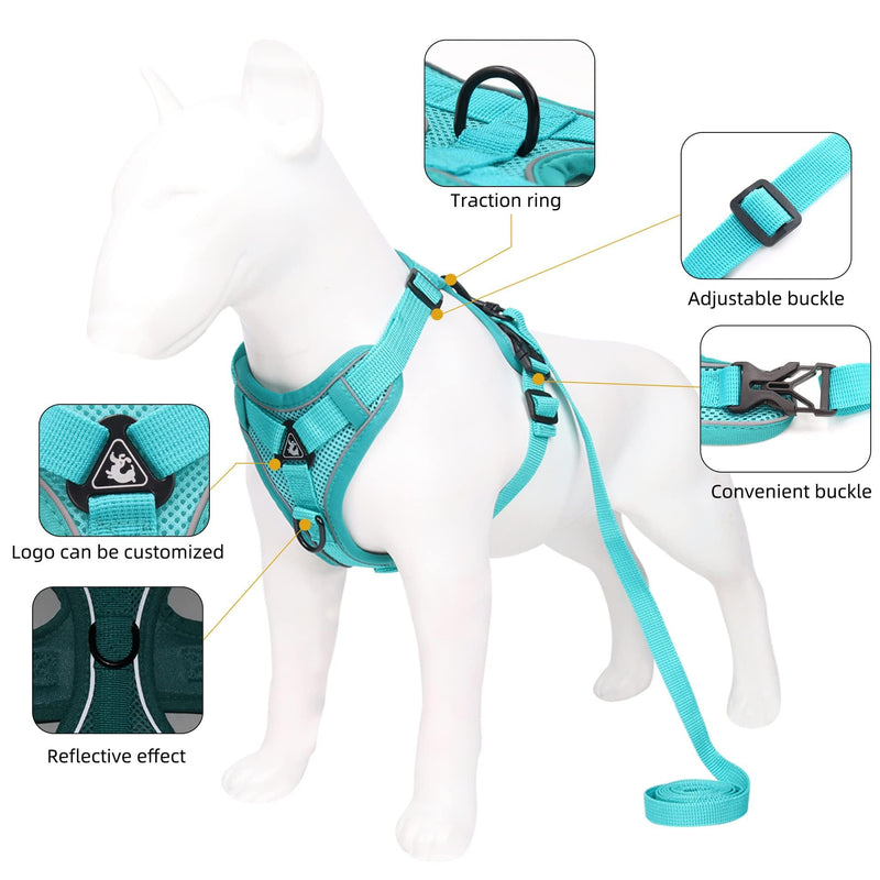 Air Mesh Breathable Chest Harness, Dog Harness with Leash, Soft Adjustable Reflective Anti-Pull Dog Harness, Adjustable Puppy Harness for Medium Small Large Dogs (M) M - PawsPlanet Australia