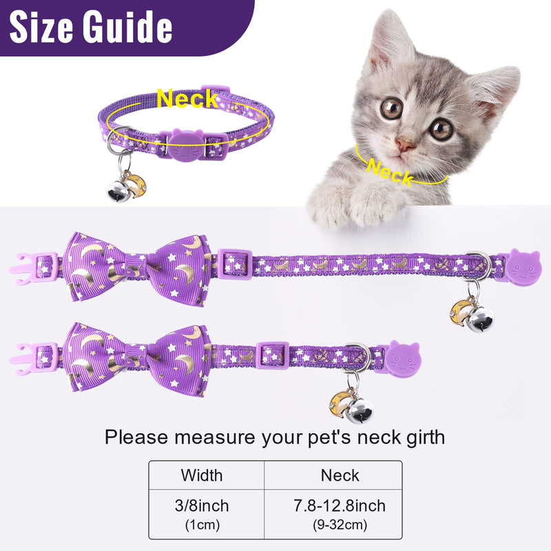 Cat Collar, [3 Pack] Diyife Reflective Cat Collars with Bell and Detachable Bow Tie, Quick Release Safety Collars for Kitten and Cats, Adjustable 20-30cm Suitable for All Domestic Cats Pink & Purple & Black - PawsPlanet Australia