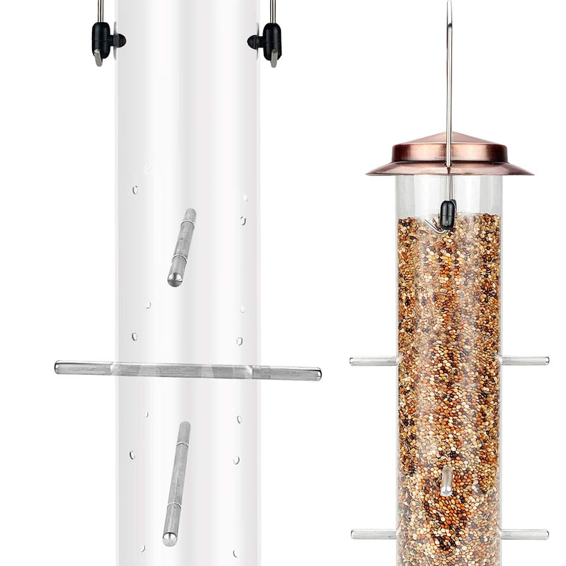 Urban Deco Niger Seed Feeder for Finch Hanging Thistle Seed Feeder Metal Tube Goldfinch Feeder for Garden Outdoor Copper - PawsPlanet Australia