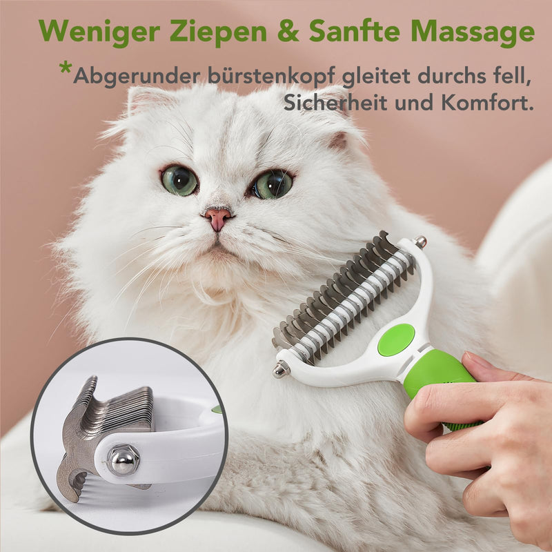 BomDa Double-Sided Dog Brush Cat Brush for Long Hair Undercoat - Undercoat Comb Removes Undercoat & Tangles - Pet De-Matting Brush - Fur Brush (Green) Green - PawsPlanet Australia
