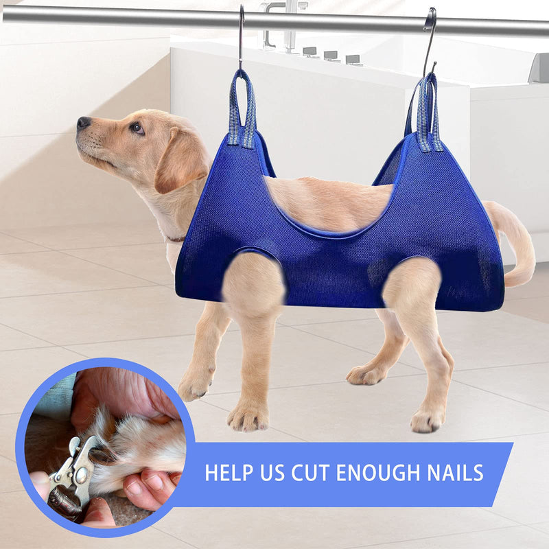 xiaohuihui Pet Grooming Hammock Helper, Soft Comfort, Dog and Cat Hammock Restraint Bag, for Bathing Washing Grooming and Trimming Nail… s blue - PawsPlanet Australia