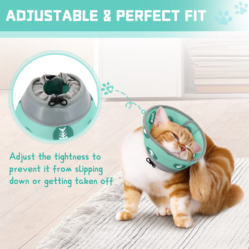 Supet Cat Cone Collar Soft Cat Recovery Collar for Small Large Cats Adjustable Elizabethan Collar for Cats Kittens Green S (neck: 5.5-9") - PawsPlanet Australia