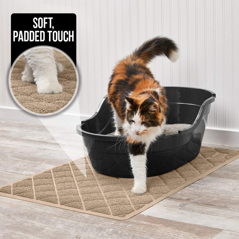 Gorilla Grip Original Premium Durable Cat Litter Mat, Traps Litter from Box and Cats, Scatter Control, Mats Soft on Kitty Paws, Easy Clean Mats Small (24" x 17") Beige - PawsPlanet Australia