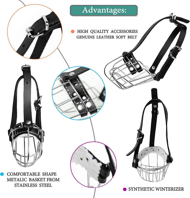 L&J Pets Uk New Wire Basket Dog Muzzle STRONG Metal for Rattler Yorkshire Terrier & other small dogs (Silver Basket / Black Leather, 0), (MK York) Silver Basket / Black Leather - PawsPlanet Australia
