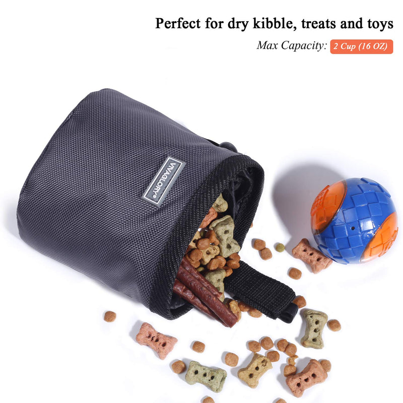 [Australia] - Vivaglory Dog Treat Bag, Hands-Free Puppy Training Pouch with Adjustable Waistband and Built-in Dog Waste Bag Dispenser, 2 Ways to Wear Basic Grey 