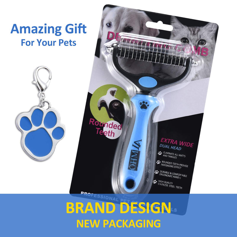 OHMLA Pet Cleaning Tool-Double-Sided Cat and Dog Grooming Rakes/Easily Remove 99% Tangles Removing/No More Hairs That Make You Hate Falling and Flying-Very Suitable for People who own Cats and Dogs Blue - PawsPlanet Australia