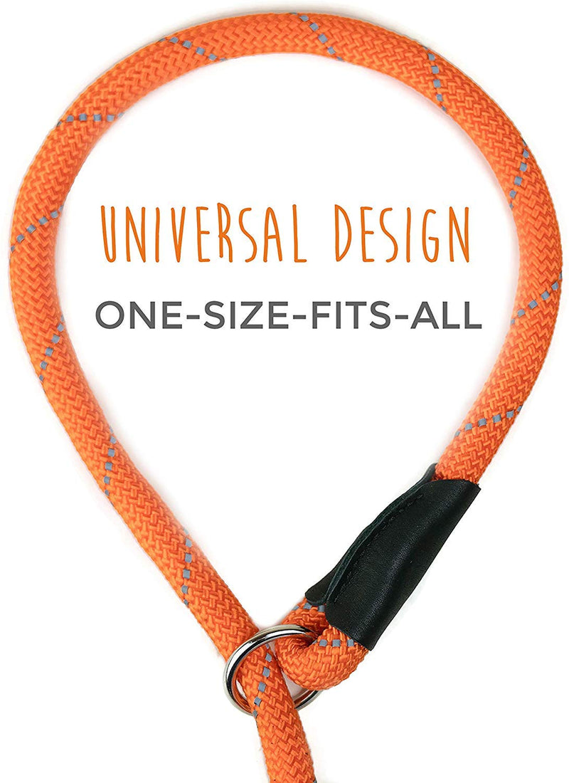 [Australia] - Mighty Paw Slip Rope Dog Leash | 6 ft, One-Size-Fits-All, Slip-On Rope Leash. Easy to Slip On, No Collar or Harness Needed. Durable & Weather Resistant Climbers Rope with Reflective Stitching (Orange) Orange 