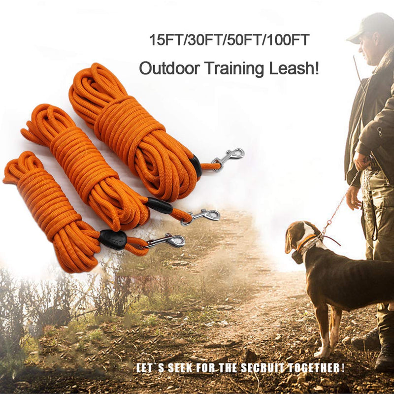 MayPaw Long Rope Dog Lead for Training 15FT / 30FT/ 50FT, Durable Nylon Long Line Leash for Small Medium Dogs Tracking Playing Camping Recall Training, 5m Orange 5 m - PawsPlanet Australia