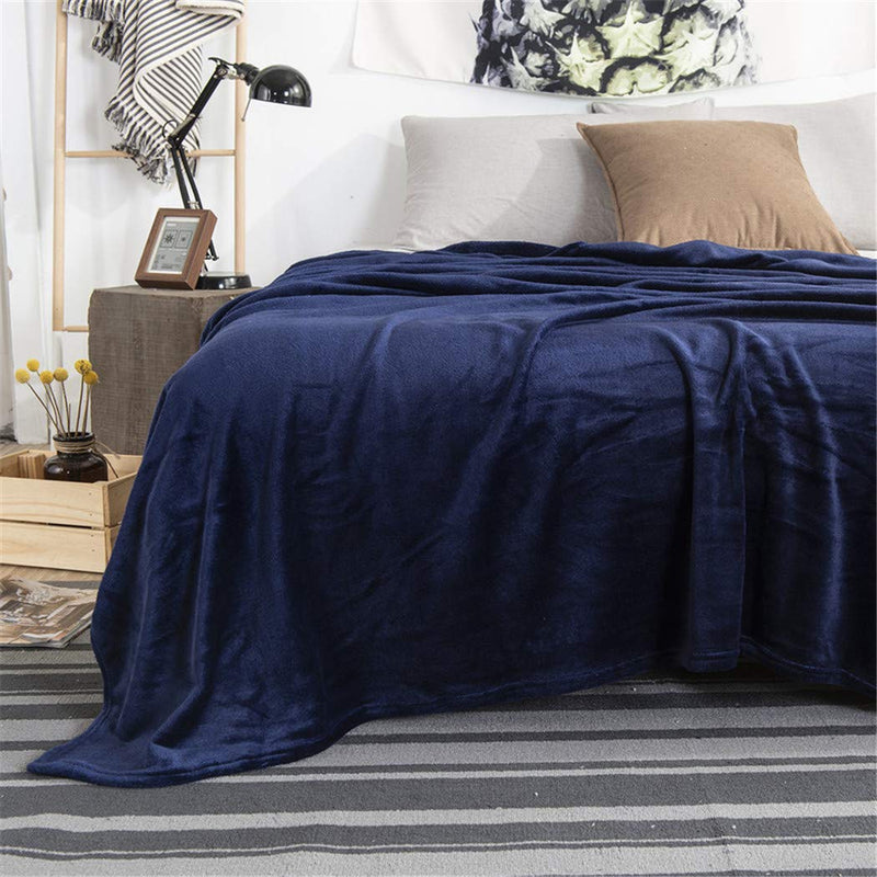 NAECOUS Flannel Fleece Blanket Lightweight Blanket for Sofa,Coverlet/Bed Cover Warm All Season Couch, Bed, Camping, Travel - Super Soft Cozy Microfiber Blanket (60"x80") Navy Blue 60"x80" - PawsPlanet Australia