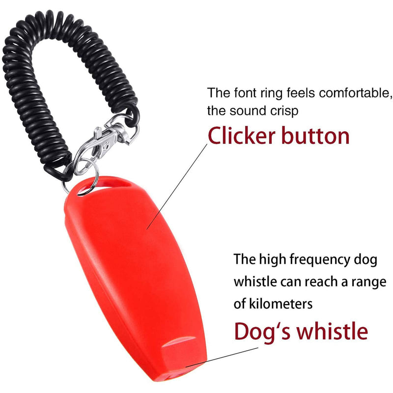 Tatuo 2 Pack Dog Clicker Dog Whistle to Stop Barking Dog Training Clicker Dog Whistle Clicker 2 in 1 New Upgrade Training Tools with Wrist Strap (Red) Red - PawsPlanet Australia