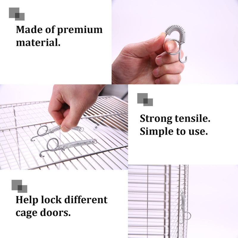 20PCS Spring Cage Latch Hook Lock for Fixing Pet Dog Cat Bird Hamster Guinea Pig Bunny Ferret Parrot Quail Pigeon Chicken Hedgehog Squirrels Small Animals Wire Cage Door Metal Finger Spring Hook - PawsPlanet Australia