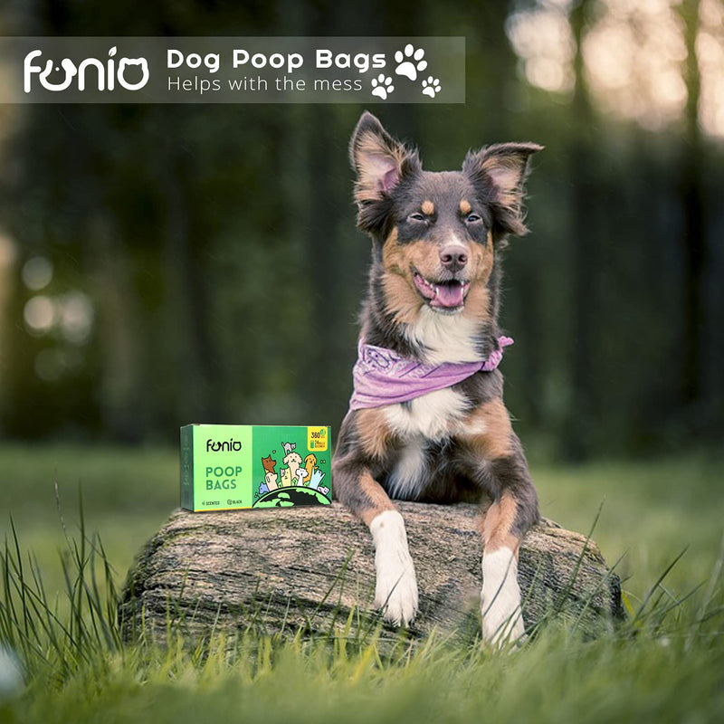 Funio Dog Poop Bag Eco Friendly Poop Bags,360 Counts Dog Poop Bags with Dispenser,Extra Thick and Leak Proof, EPI Additive Meets ASTM D6954 Black Lavender-Scented - PawsPlanet Australia