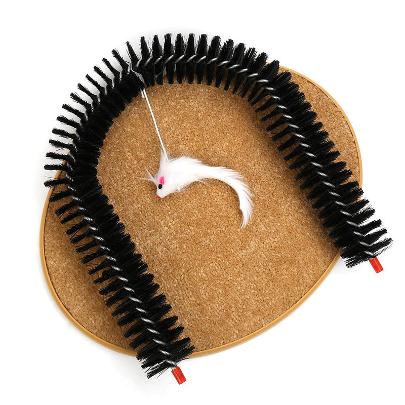 [Australia] - Cat Arch Self Groomer Brush with Cat Toy,Pet Self-Grooming Massaging Brush Pass-Through Arch with Kitten Toy,Cat Archway Grooming Massager Scratcher with Bristles for Playing and Scratching 