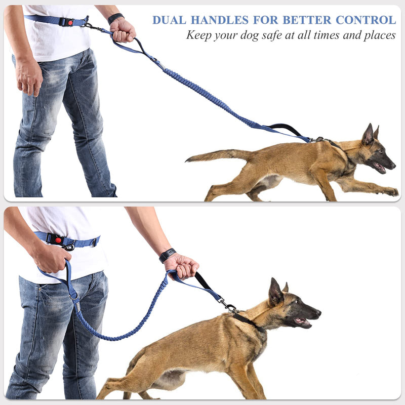 VIVAGLORY Hands-Free Dog Leash, Jogging Leash Bungee Leash Hands-Free Dog Leash for Medium and Large Dogs, Reflective Dog Waist Leash for Walking, Running, Navy-Black S: Fits Waist 65-112CM Navy/Black - PawsPlanet Australia