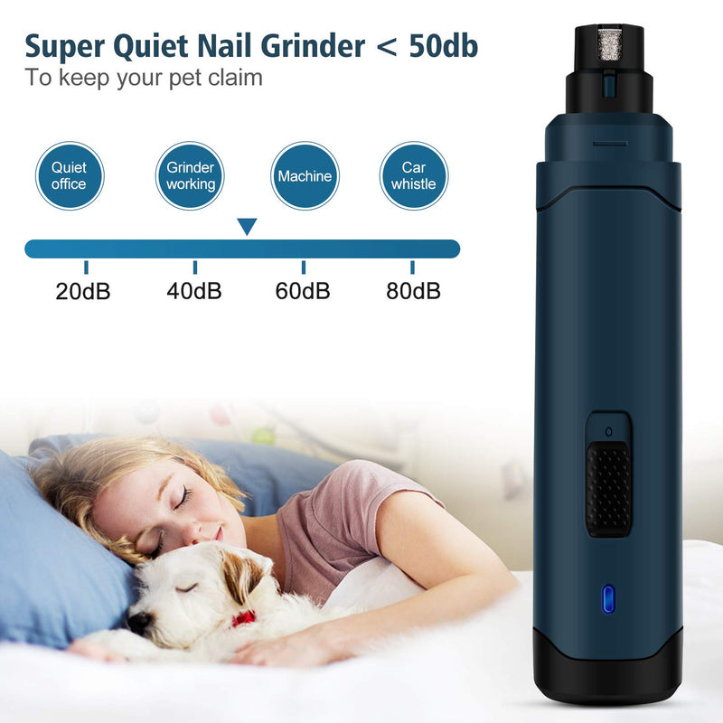 slopehill Dog Nail Grinders, Upgraded 2 Speed 50DB Ultra Quiet Quick Charging Electric Rechargeable Pet Nail File Trimmer Painless Pet Nail Grooming Clipper for Small Medium Large Dogs and Cats - PawsPlanet Australia