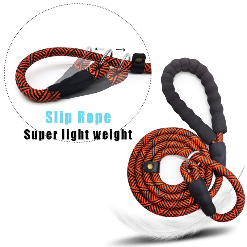 [Australia] - Mycicy Durable Rope Slip Lead Dog Leash, 1/2" x 5ft No Pull Slip-on Training Leash for Large and Medium Dogs, No Collar Needed Comfortable Padded Handle Leash Red-B 