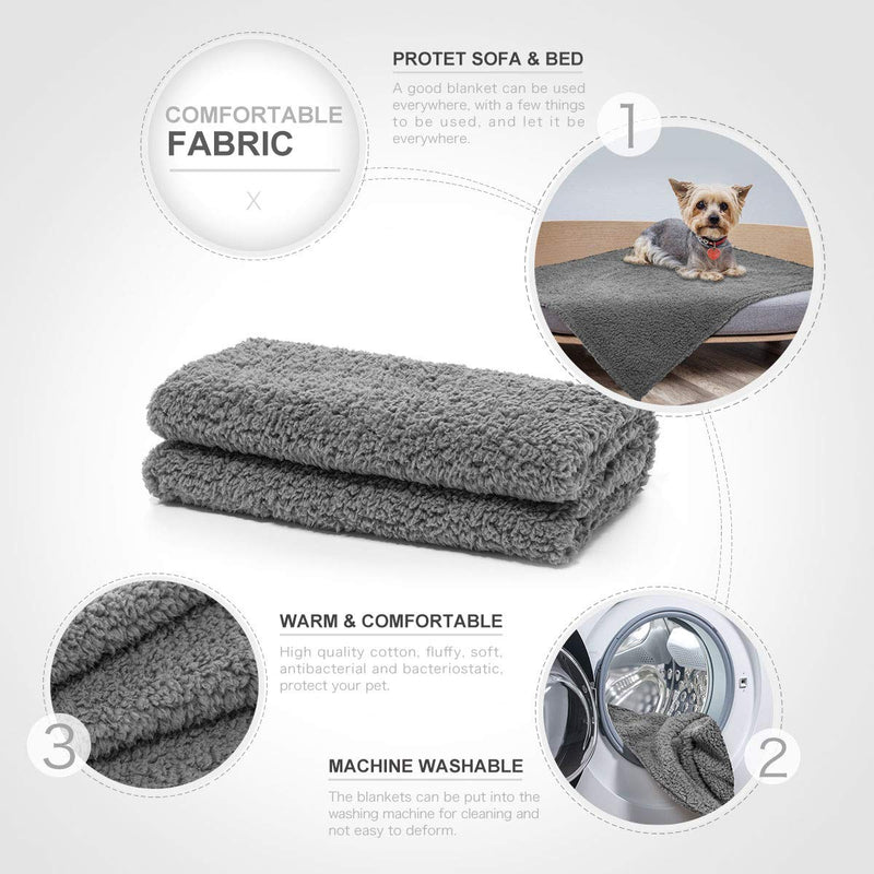 [Australia] - AIPERRO 2 Pack Premium Fluffy Fleece Dog Blanket, Soft and Warm Pet Throw Blankets Bed Couch Car Seat Cover Washable for Puppies and Cats Large Beige+grey 