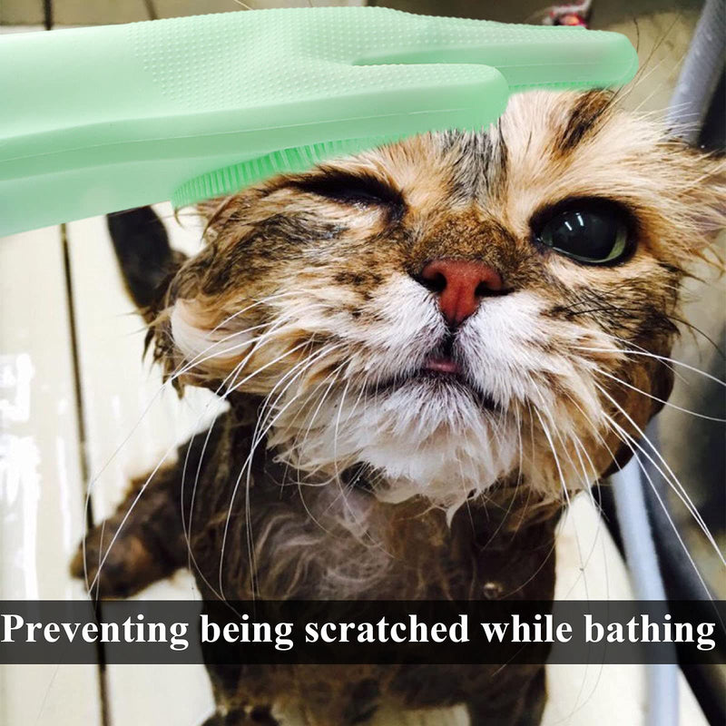 PHINGEER Cat Bathing Set- Cat Bathing Silicone Gloves, Grooming Flea Comb Remove Fleas and Float Hair - PawsPlanet Australia