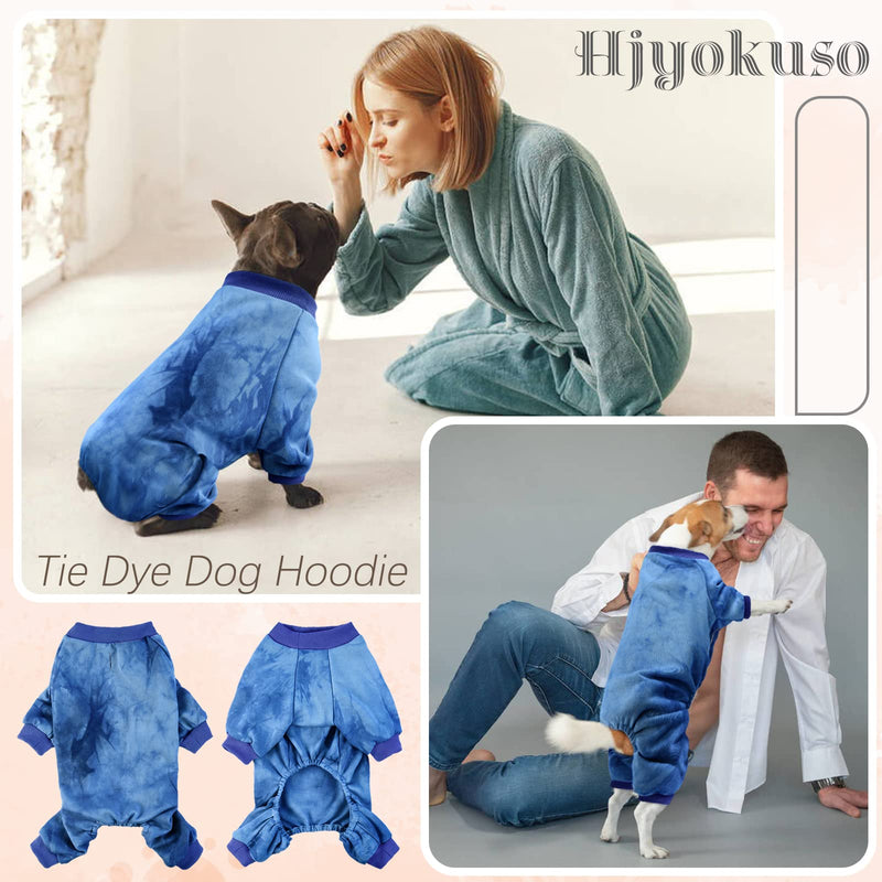 Hjyokuso Dog Tie Dye Hoodie, Dog Pajamas Soft Onesies Dog Pjs for Small Medium Dogs Boys Girls Spring Winter Shirts Cotton Pet Clothes Jumpsuits Puppy Apparel XX-Small Blue - PawsPlanet Australia