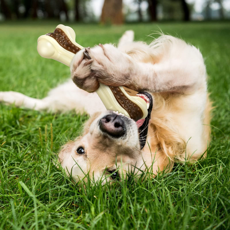 Sosation 4 Pieces Dog Chew Toys for Aggressive Chewers, Beef Flavor Dog Chew Bones Nylon Dog Toys Indestructible Dog Teething Toys Dog Bone Toys for Medium Large Dogs - PawsPlanet Australia