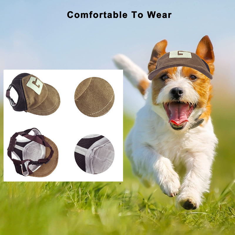 Universal Dog Baseball CapSun ProtectionPet Visor Cap, Outdoor Dog Sports Hat with Adjustable Ear Holes and Chin Strap, for Large Medium Dogs Khaki-S - PawsPlanet Australia