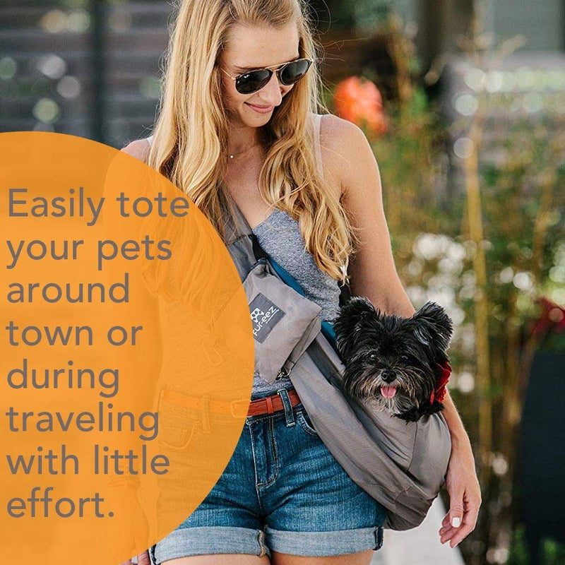 Monkey Mat - Fur-EEZ Pet Sling Carrier | Ultra Portable and Hands-Free Sling - Attached Small Pouch, Collar Latch, and Loop for Dogs, Cats, Bunnies Under 12 lbs - PawsPlanet Australia