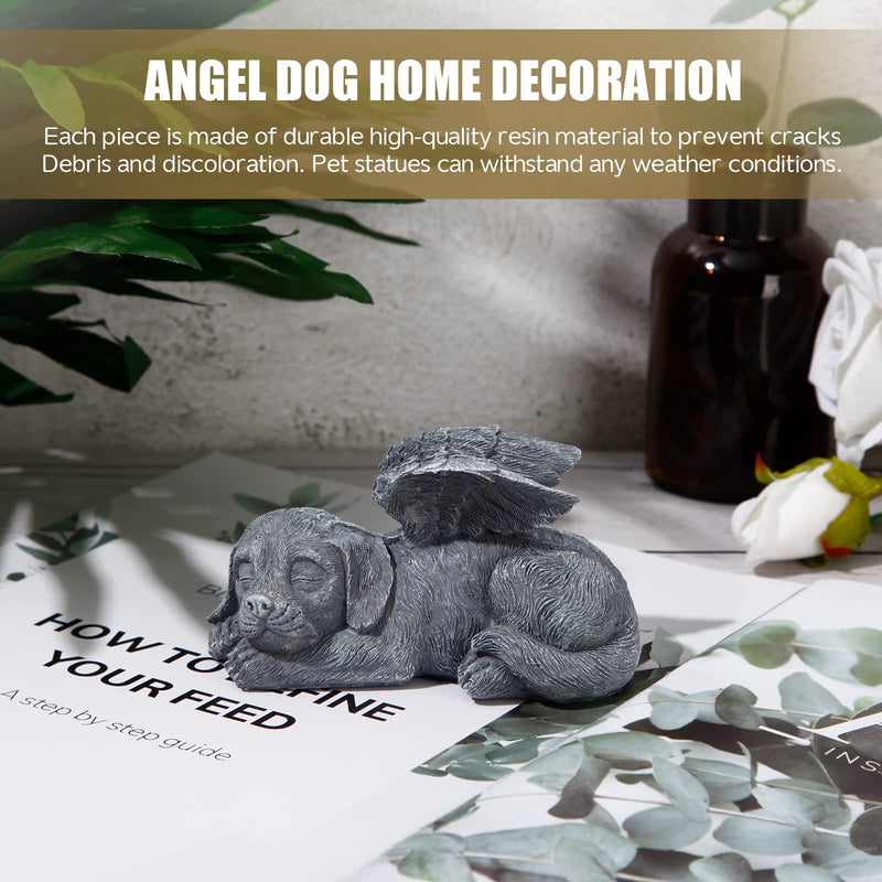 Offfay Pet Memorial Stone, Dog Memorial Gifts, Resin Pet Memorial Statue Grave Marker for Cemetery Memorial Bereavement Gifts Angel Wings Figurine to Honor Cherished Pets - PawsPlanet Australia