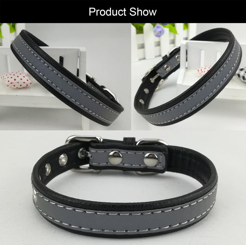 [Australia] - Newtensina Fashion Dog Collar Reflective Puppy Collars for Small Dogs Medium Dogs XS Black 