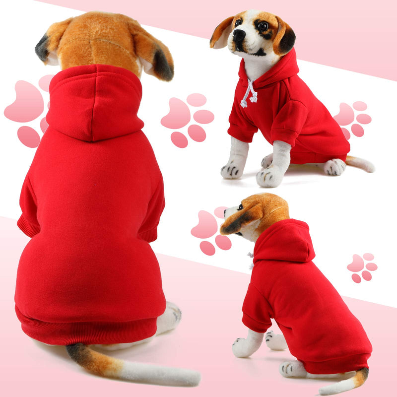 2 Pieces Basic Dog Hoodies Casual Dog Hooded Warm Clothes Dog Coats Sweaters with Leash Hole for Small Medium Dogs in Winter Spring Fall (Red, Pink, Small) Red, Pink - PawsPlanet Australia