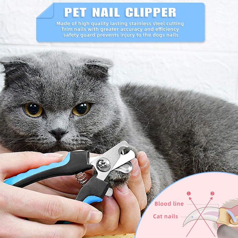 LOVEXIU Dog Nail Clippers Small to Medium, Cat Nail Clippers with Safety Guard, Professional Pet Claw Clippers & Scissor for Dogs,Cats, Birds, Rabbits(Blue, Straight Handle) - PawsPlanet Australia