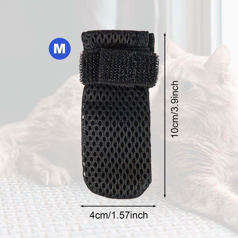 4pcs Anti Scratch Cat Mittens, Adjustable Mesh Cat Shoes, Breathable Cat Paw Protector, Cat Boots for Bathing Pets, Cutting Nails, Checking (M, Black) M - PawsPlanet Australia