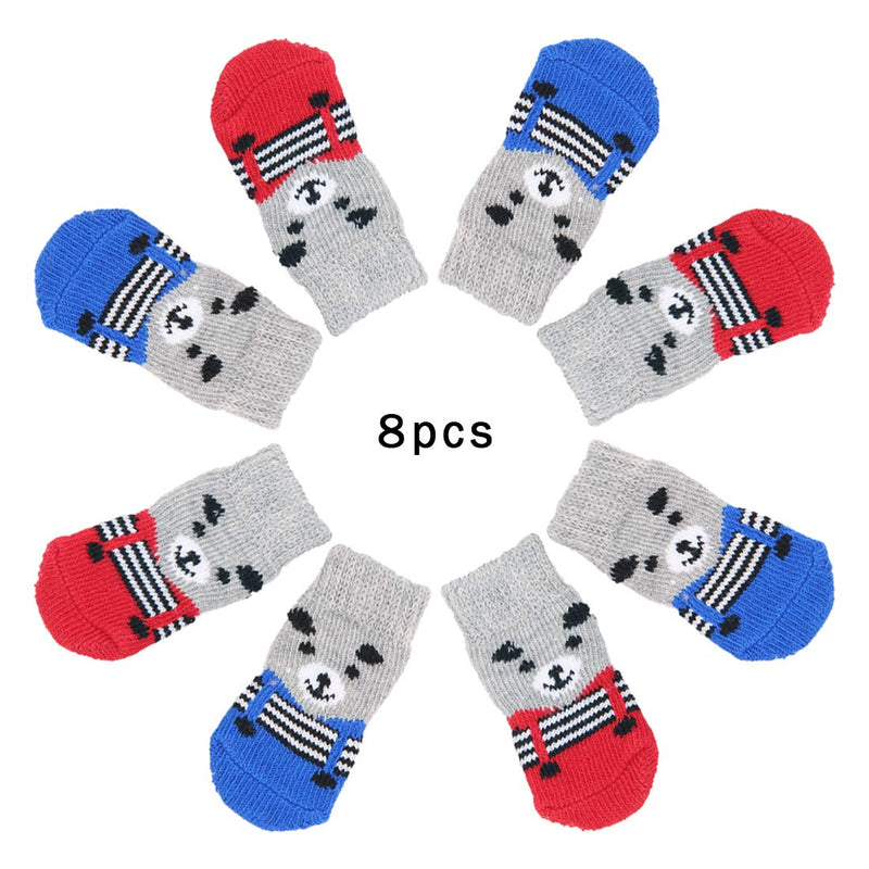 8 pcs Anti-Slip Dog Socks, Cute Bear Pattern Indoor Wear Traction Control Paw Protector Shoes for Small Dogs Puppy Cat (Medium Size) Medium Size - PawsPlanet Australia