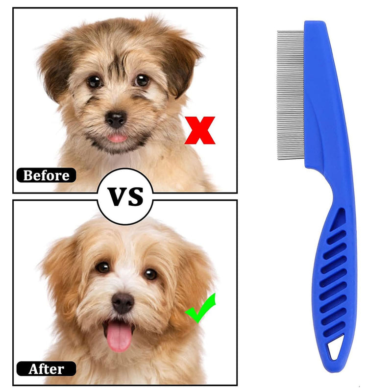 Vhger Pack of 6 Cat Dog Flea Comb, Lice Comb, Metal Teeth Lice Comb, Pet Dog Cat Care Comb (Blue) - PawsPlanet Australia