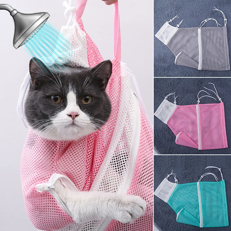 Kndatle 2 Pieces Cat Bathing Bag Anti-Bite and Anti-Scratch Cat Grooming Bag for Bathing, Nail Trimming, Medicine Taking, Injection, Adjustable Multifunctional Breathable Restraint Shower Bag (Green) - PawsPlanet Australia